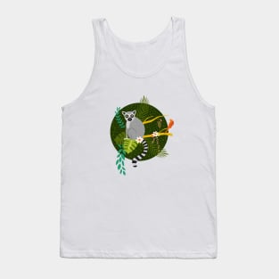 Lemurs in a Green Jungle Tank Top